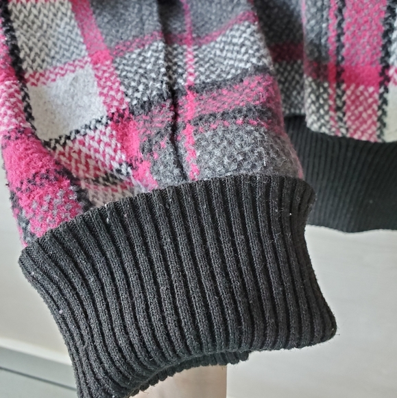 ambiance apparel Multicolored Plaid Knit Zip-up Winter Bomber Jacket Coat - Picture 15 of 16